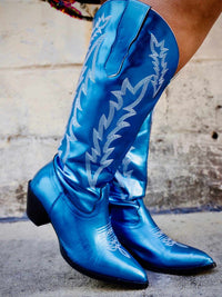 Thumbnail for Wide calf blue western boots.