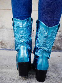 Thumbnail for Space Cowgirl Booties - Turquoise Metallic
