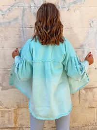 Thumbnail for You Proof Ombre Shacket - Turquoise