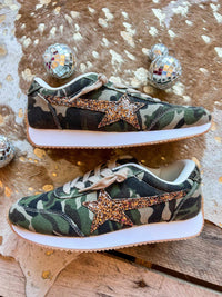 Thumbnail for Camo sneakers with gold star.