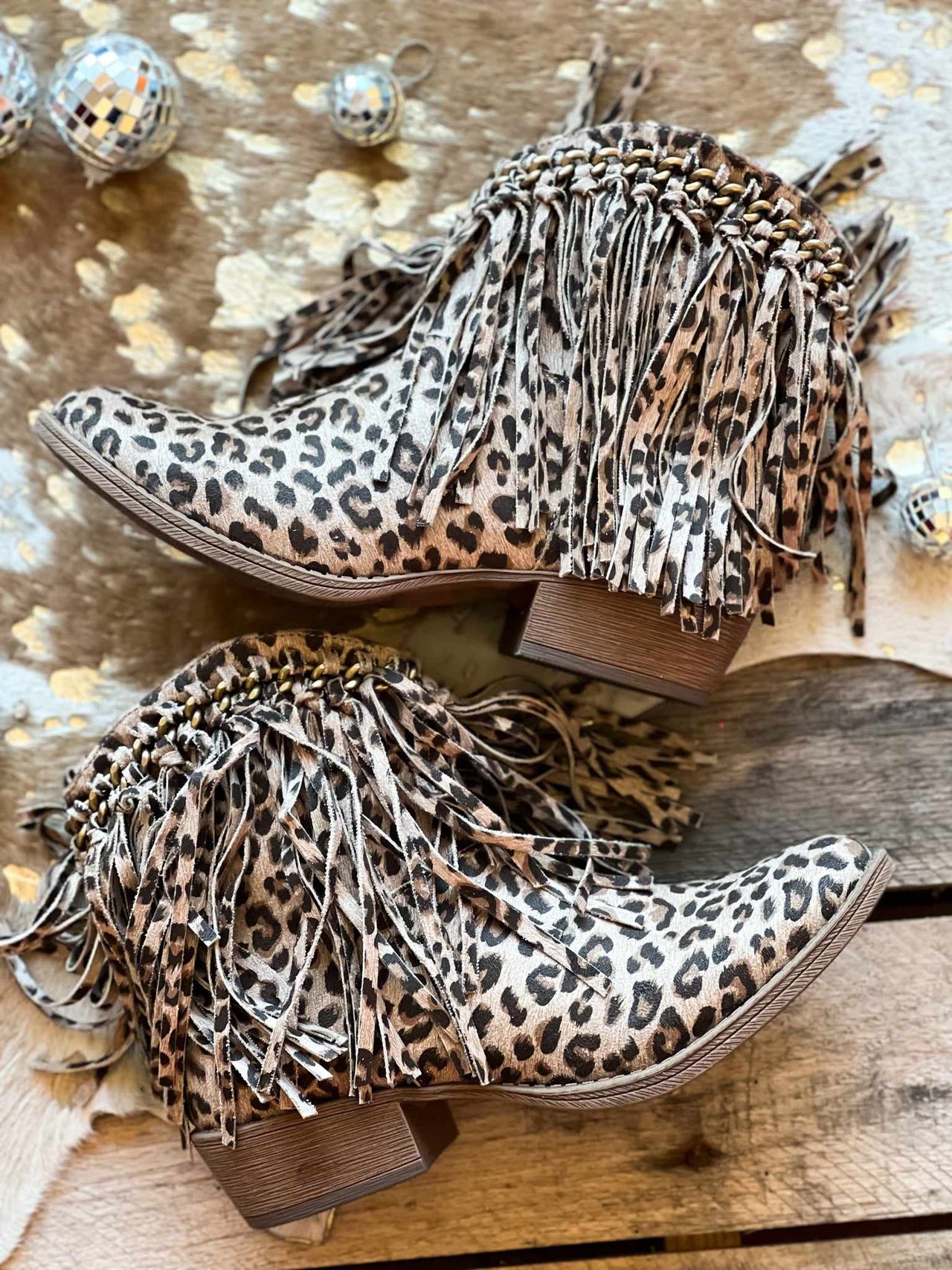 Fringe Leopard Booties for Women