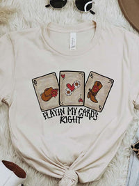 Thumbnail for Playin My Cards Right Tee - Cream-T Shirts-Southern Fried Chics