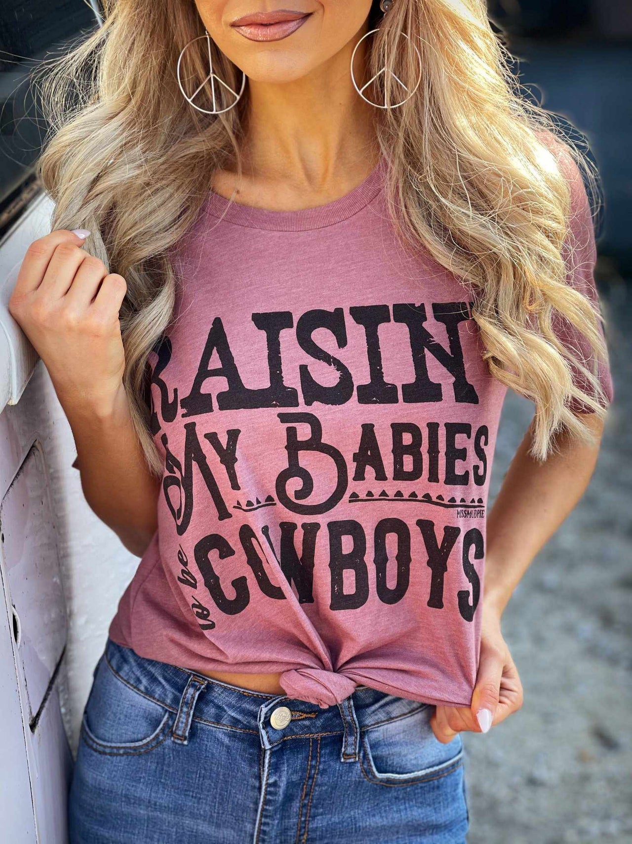Raisin My Babies To Be Cowboys - Mauve-T Shirts-Southern Fried Chics