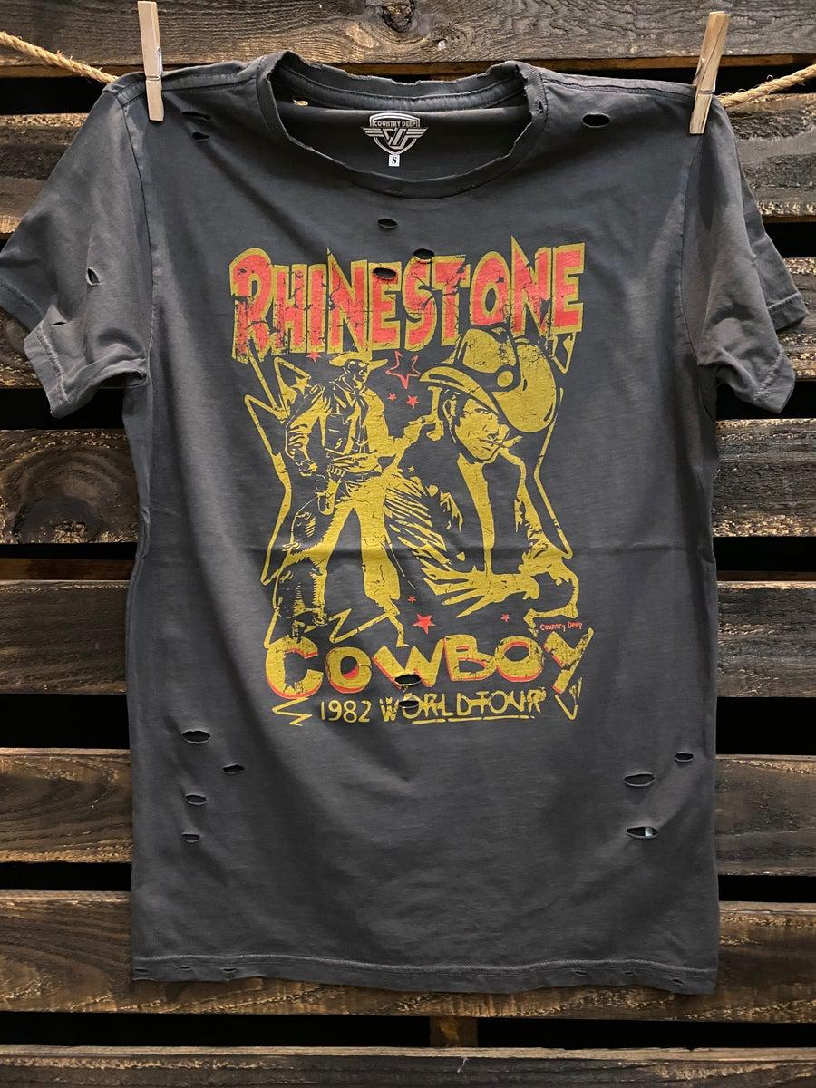 Rhinestone Cowboy 80s Distressed Tee-T Shirts-Southern Fried Chics