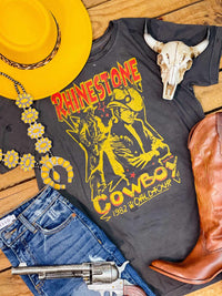 Thumbnail for Rhinestone Cowboy 80s Distressed Tee-T Shirts-Southern Fried Chics