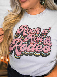 Thumbnail for Rock N Roll And Rodeo Tee - Silver-T Shirts-Southern Fried Chics