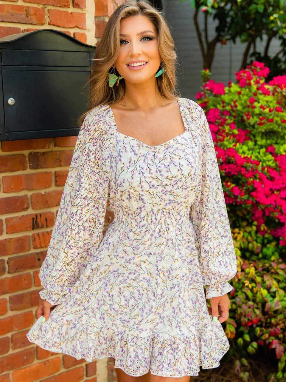 All Squared Away Dress - White Floral