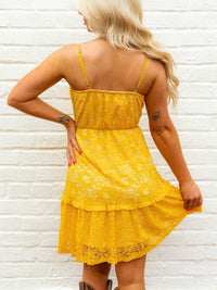 Thumbnail for Flirty Little Thing Lace Dress - Mustard