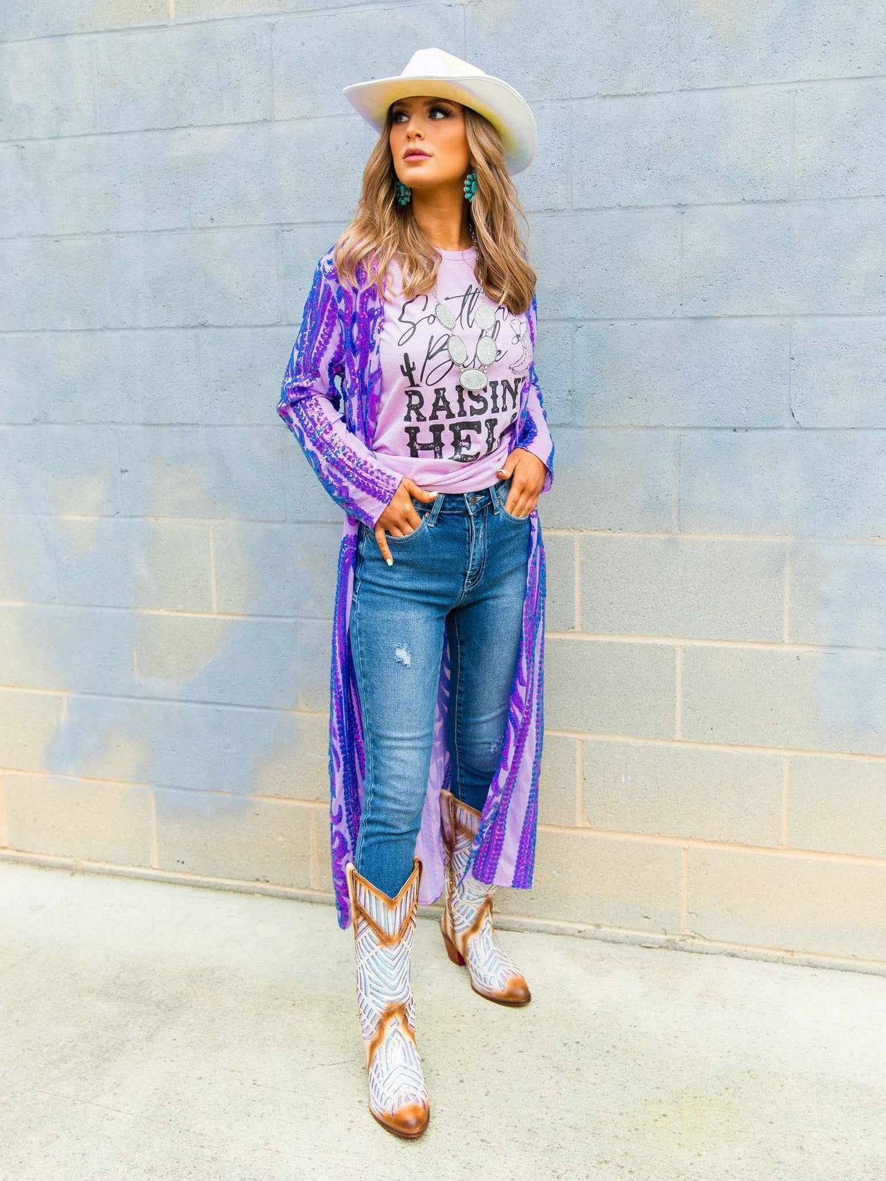 The Royal Sequin Duster in Purple