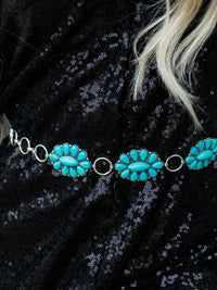 Thumbnail for Boho Turquoise Silver Chain Belt