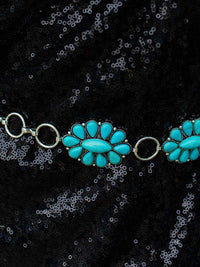 Thumbnail for Boho Turquoise Silver Chain Belt