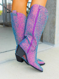 Thumbnail for High Vibin' Glitter Me Purple Boots