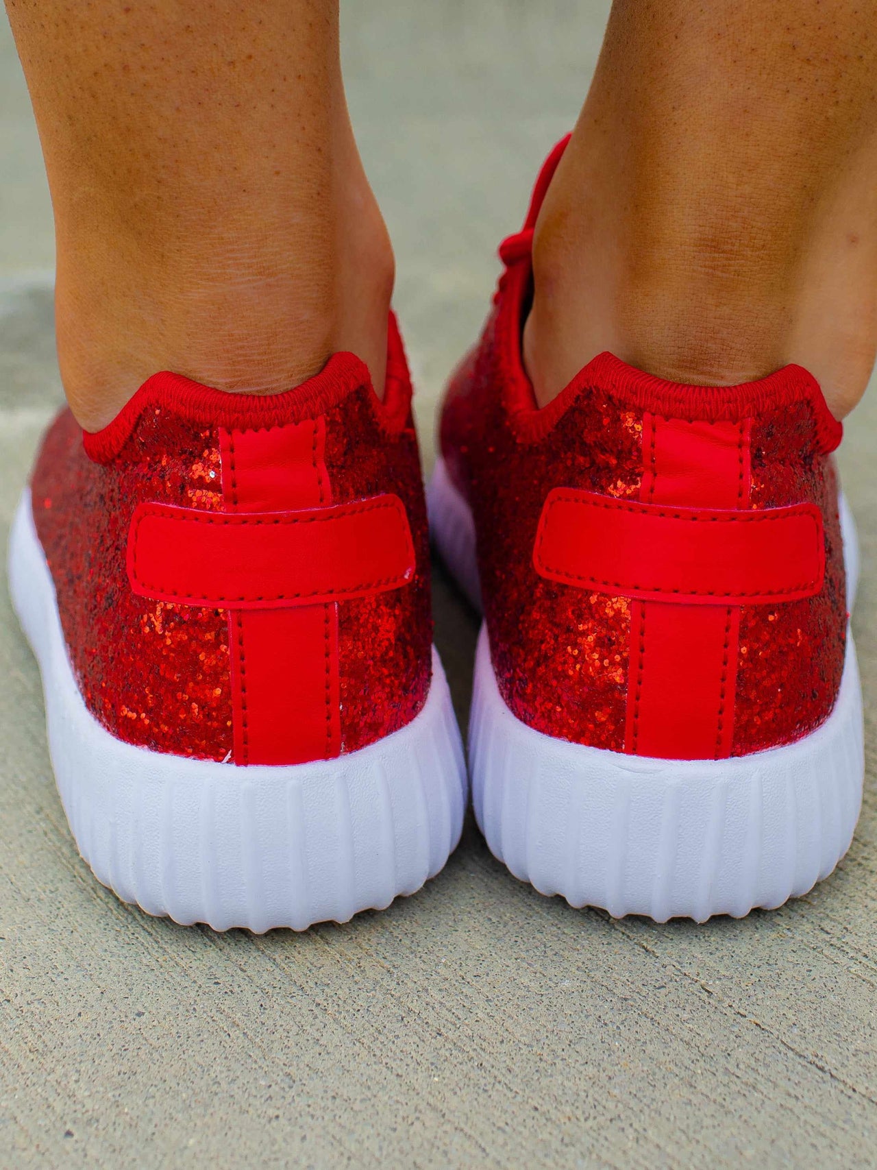 Glitter Bomb Sneakers - Red on White