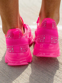 Thumbnail for Maxed In Bling Sneakers - Neon Pink