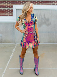 Thumbnail for Cosmic Cowgirl Sequin Party Dress