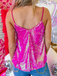 Thumbnail for I'm a Barbie Girl Pink Sequin Adjustable Strap Sequin Tank