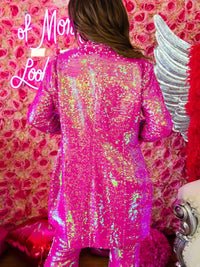 Thumbnail for I'm a Barbie Girl Pink Sequin Blazer