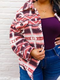 Thumbnail for pink and purple aztec fleece jacket.
