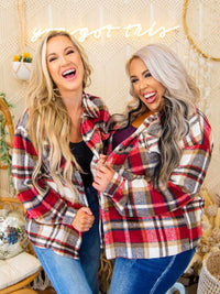 Thumbnail for Perfectly Plaid Shacket - Red