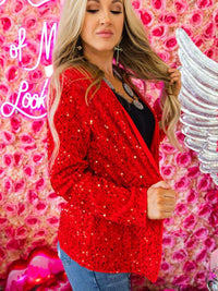 Thumbnail for Sequin blazer in red.