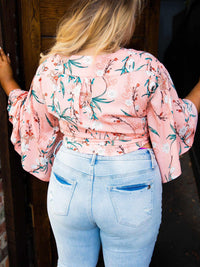 Thumbnail for Picture This Pink Floral Crop Top