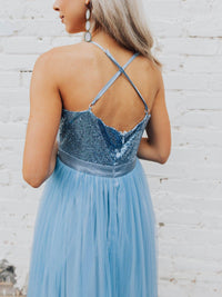 Thumbnail for Sparkle In Sequins Tulle Dress - Sky Blue-Dresses-Southern Fried Chics