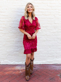 Thumbnail for Swept Away Dress - Wine-Dresses-Southern Fried Chics