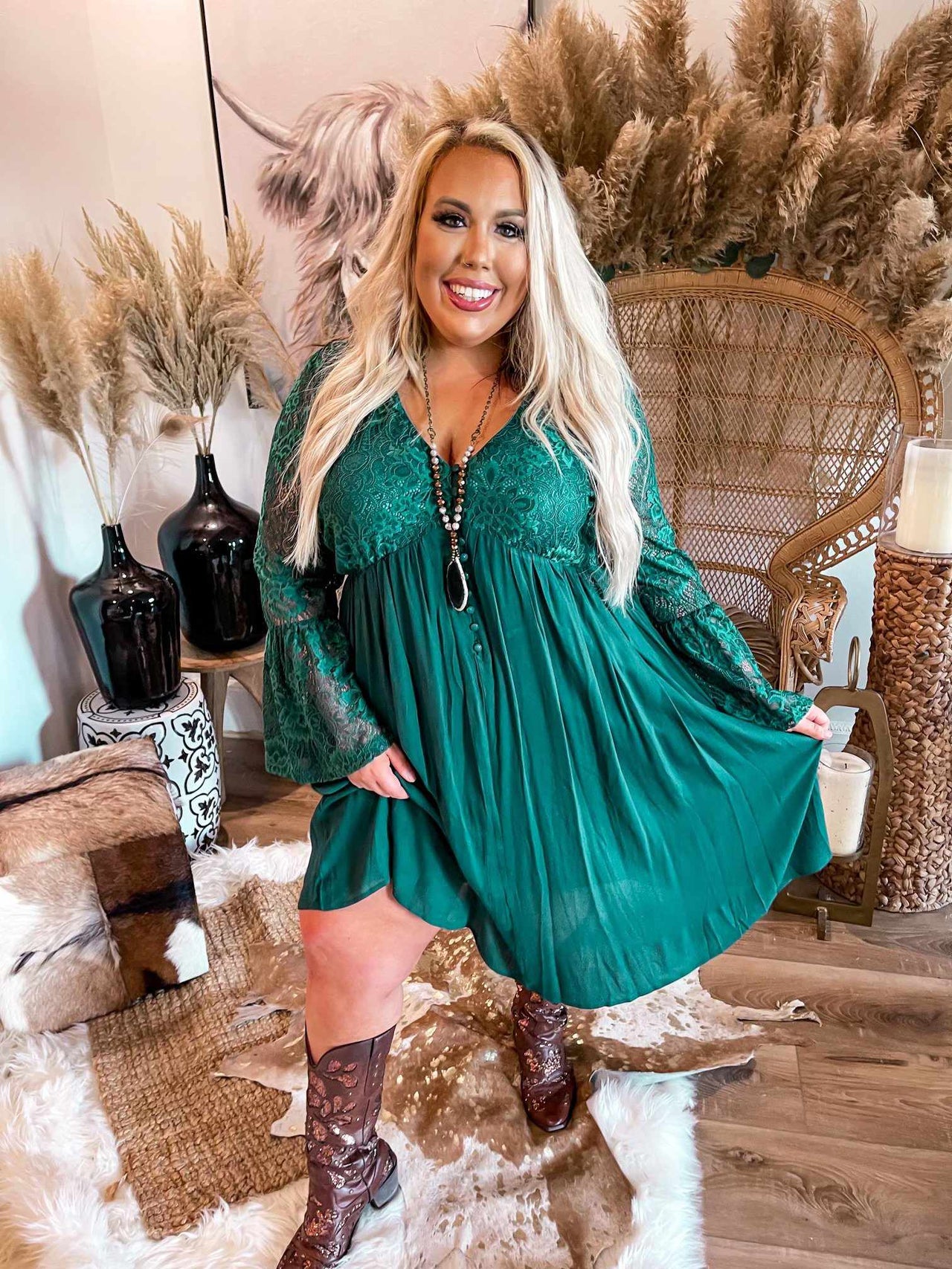 The Delilah Bohemian Dress - Evergreen-Dresses-Southern Fried Chics