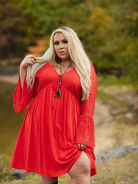 Thumbnail for The Delilah Bohemian Dress - RED-Dresses-Southern Fried Chics