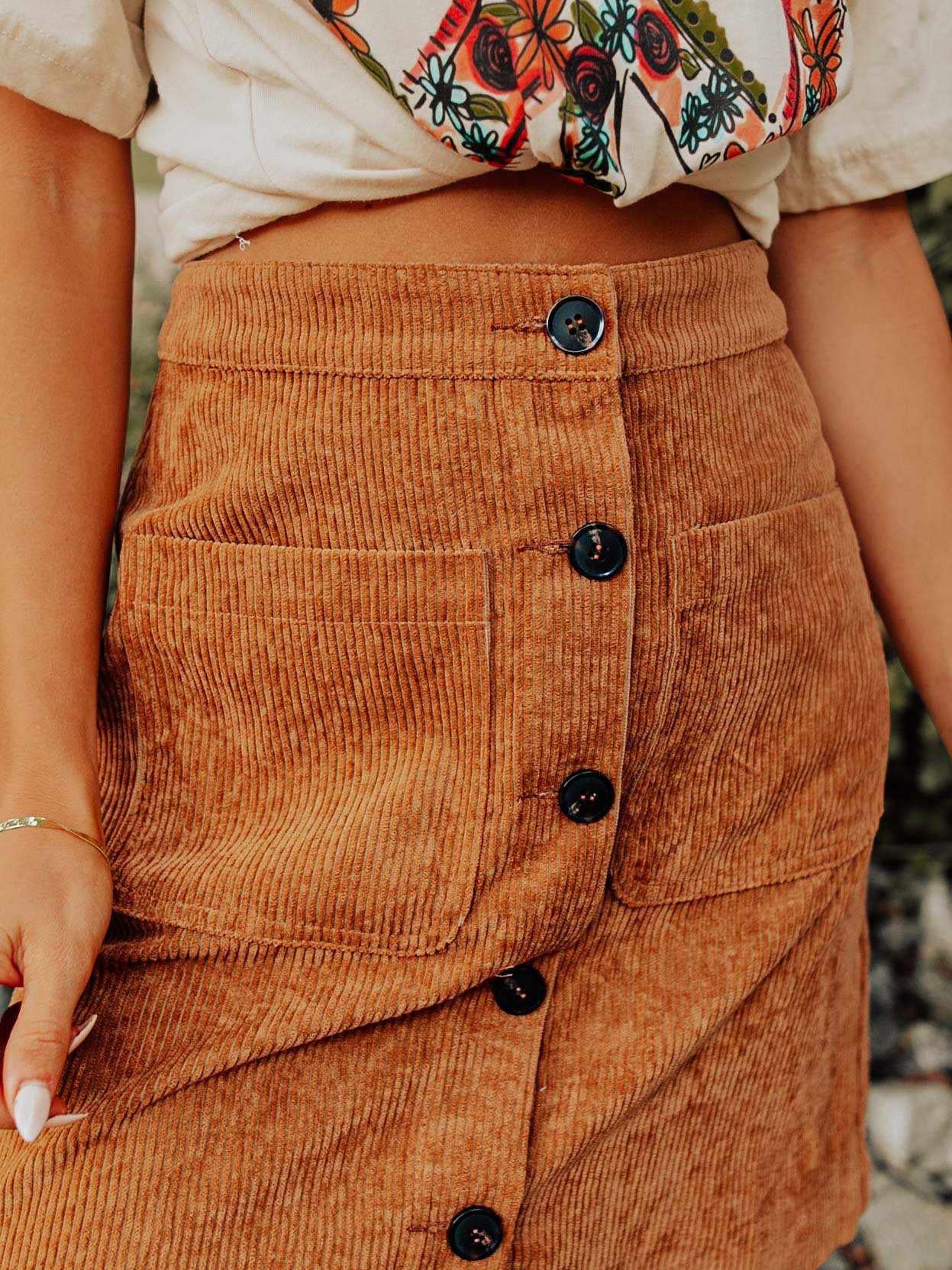 The Southern Corduroy Skirt - Camel-skirt-Southern Fried Chics