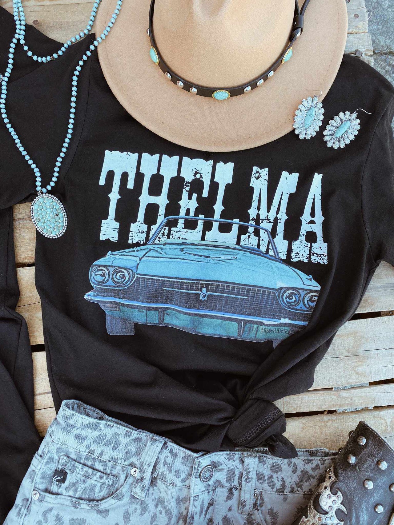 Thelma Tee - Black-T Shirts-Southern Fried Chics