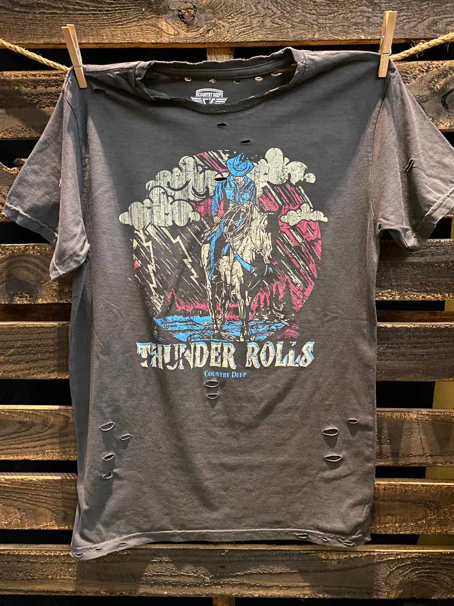 Thunder Rolls Distressed Tee-T Shirts-Southern Fried Chics