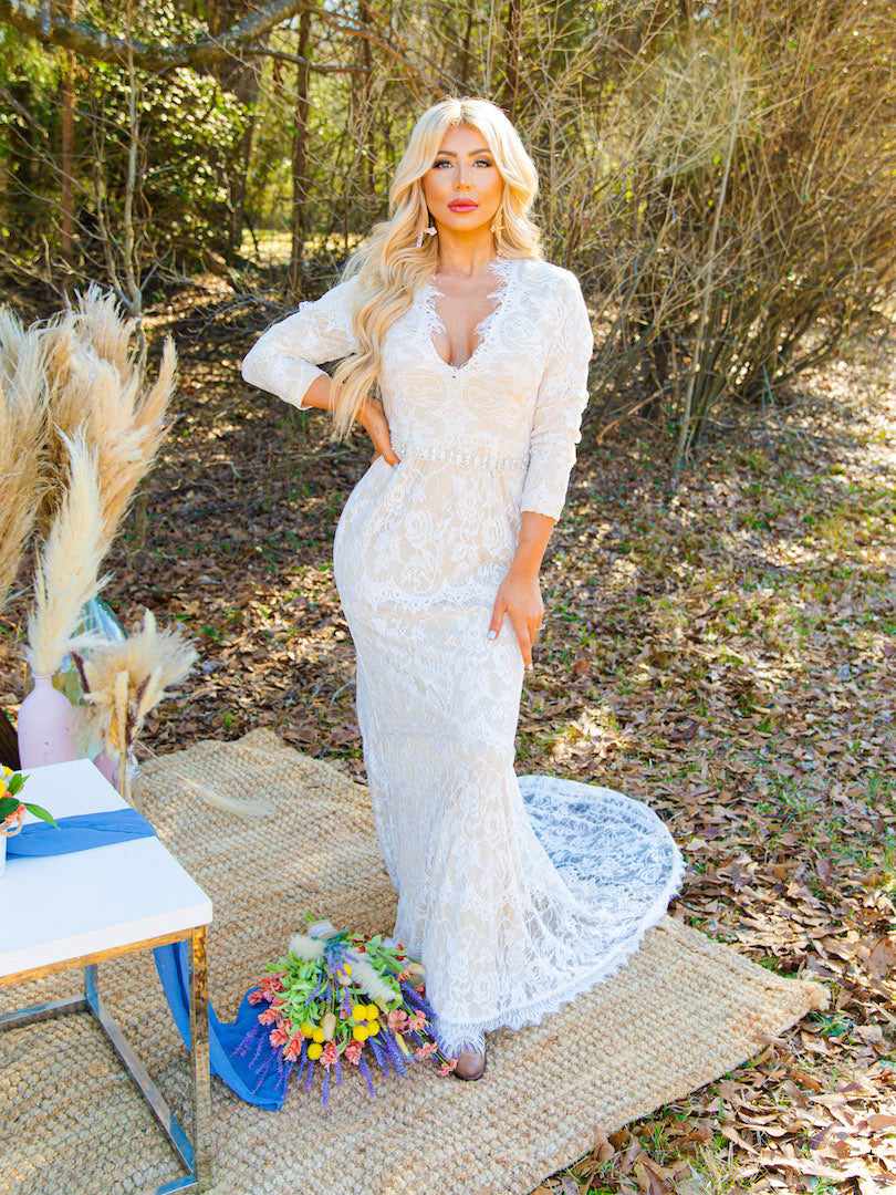 Tie The Knot Dress with Train-Dresses-Southern Fried Chics