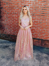 Thumbnail for Turning Heads Dress- Mauve/Gold-Dresses-Southern Fried Chics
