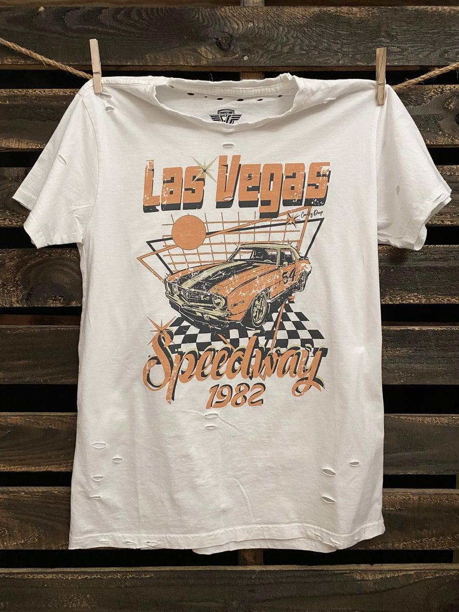 Vegas Speedway Distressed Tee-T Shirts-Southern Fried Chics