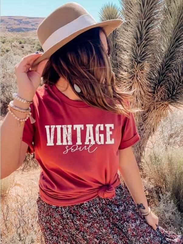 Vintage Soul Tee - Rust-T Shirts-Southern Fried Chics