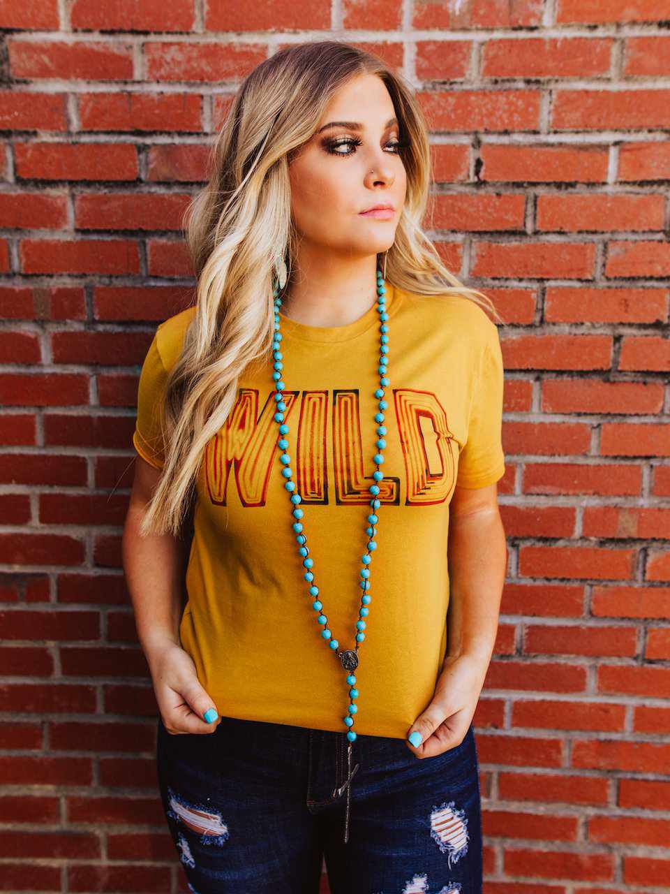 Wild Tee - Mustard-T Shirts-Southern Fried Chics