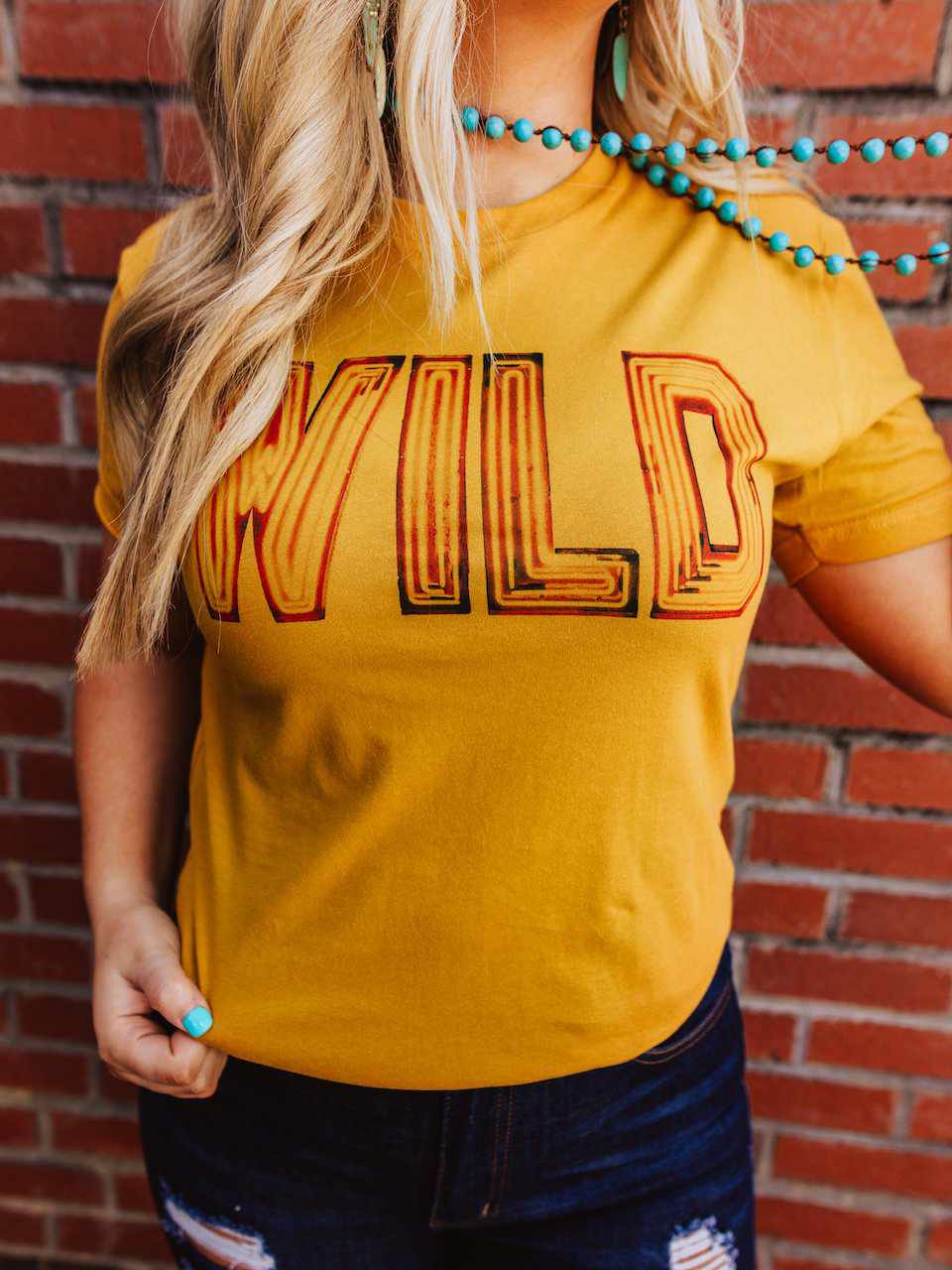 Wild Tee - Mustard-T Shirts-Southern Fried Chics