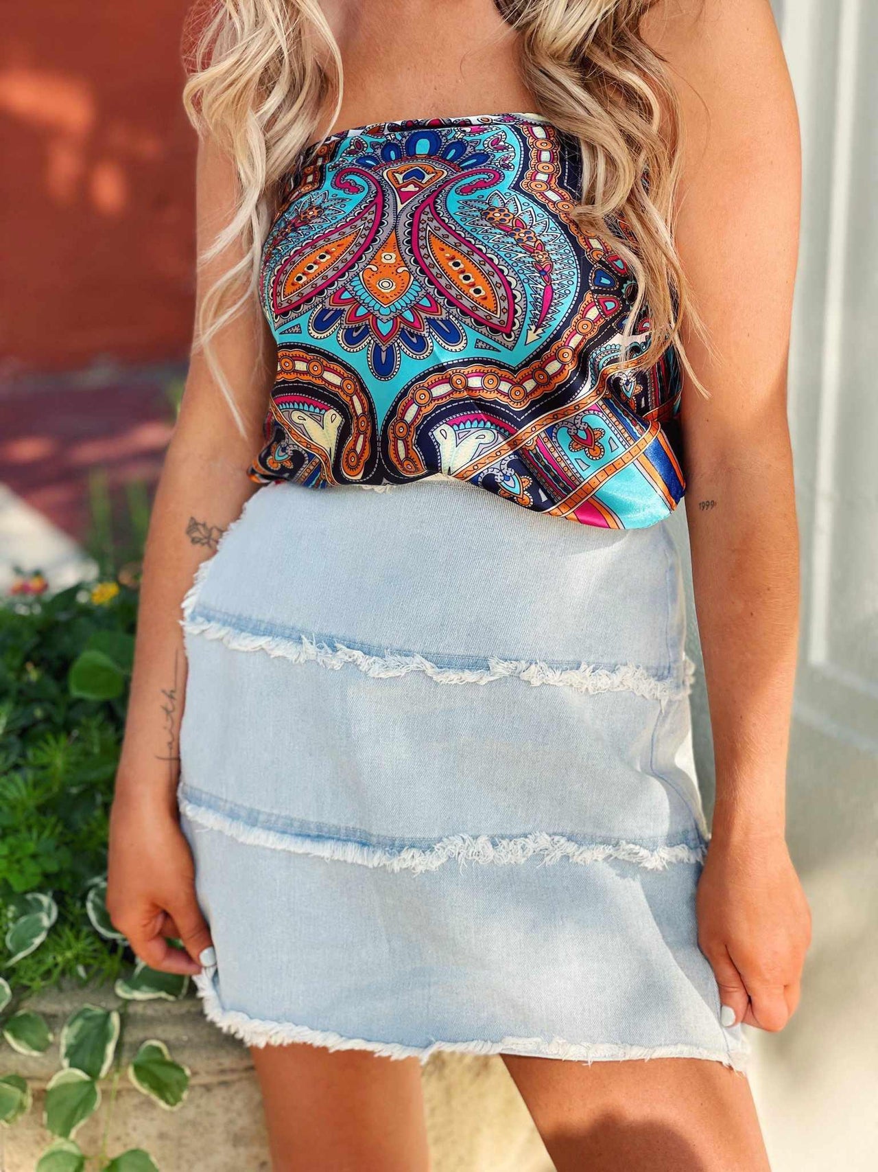 Wrapped In Denim Skirt-Skirts-Southern Fried Chics