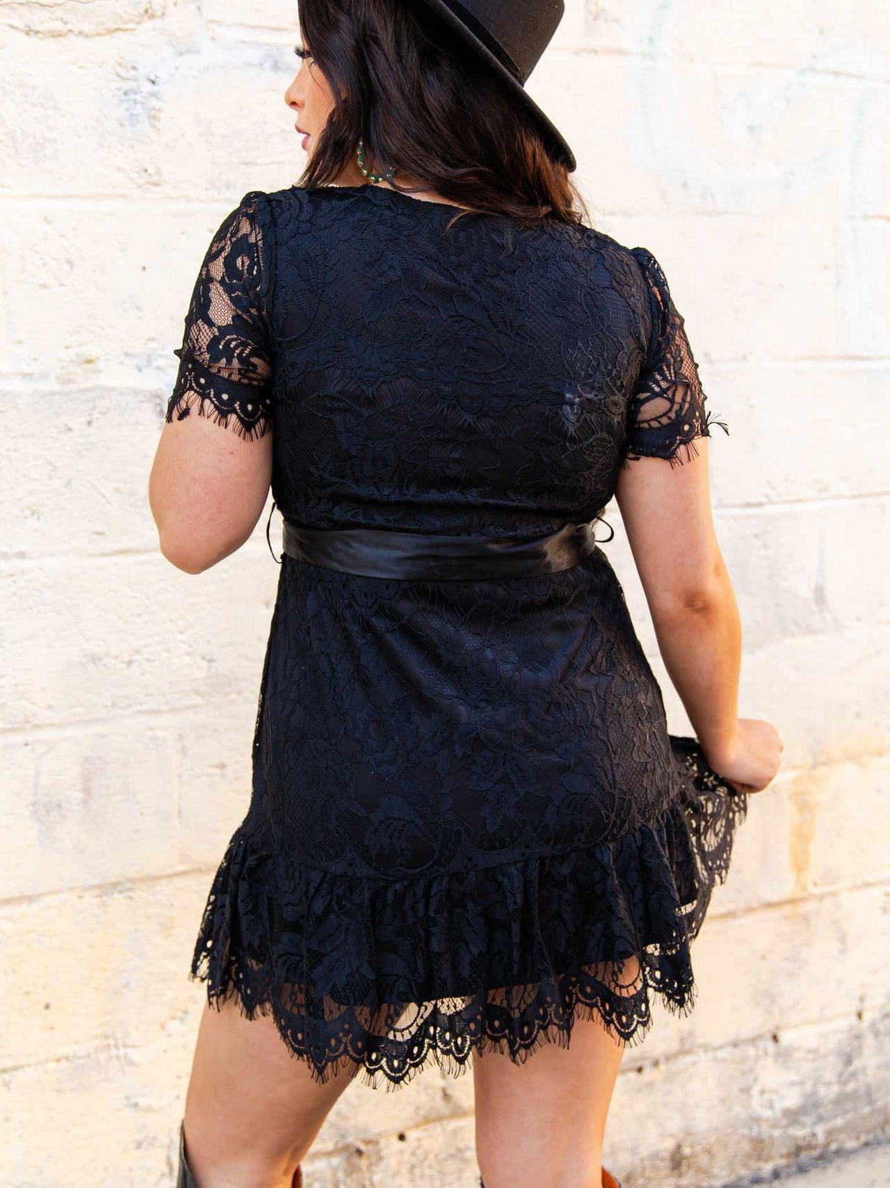 Wrapped Up In Your Arms Lace Dress - Black-Dresses-Southern Fried Chics