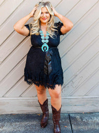 Thumbnail for Wrapped Up In Your Arms Lace Dress - Black-Dresses-Southern Fried Chics