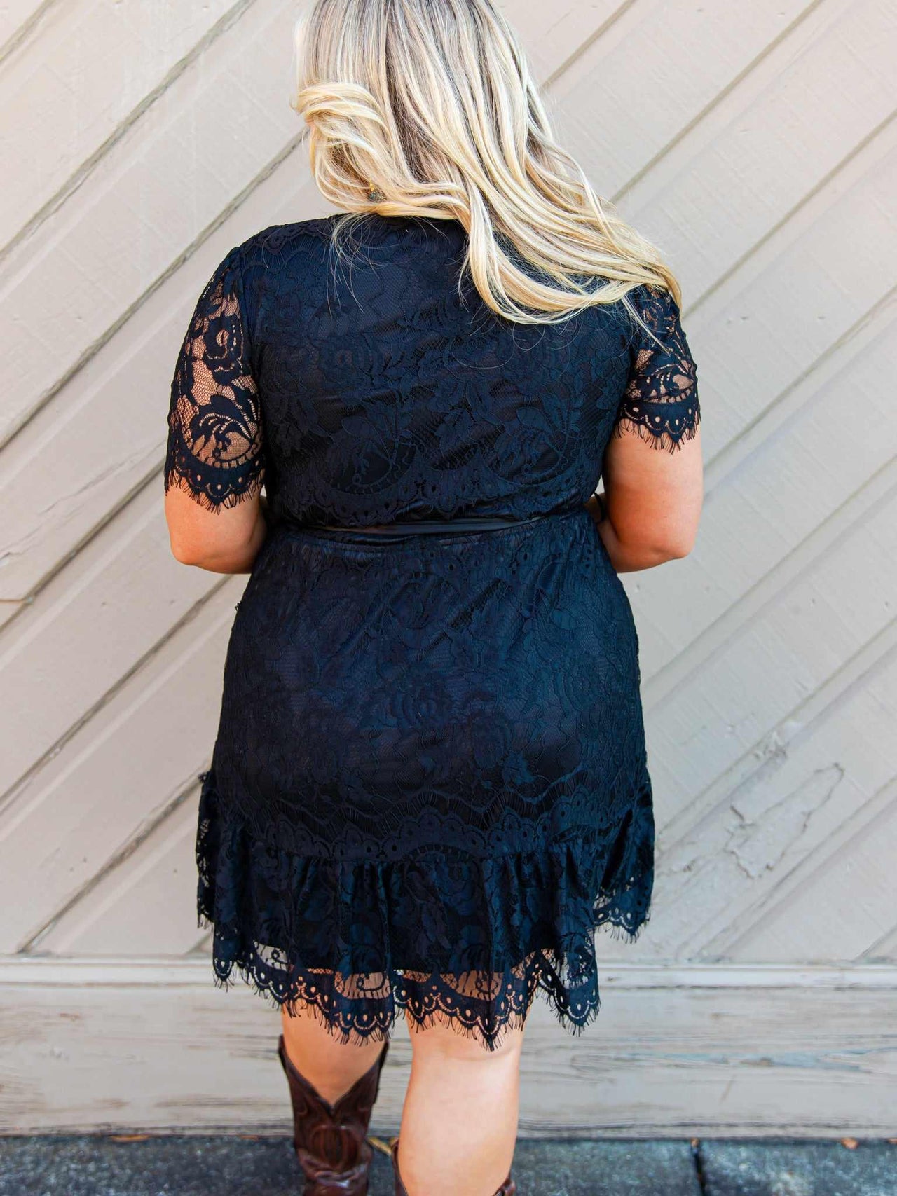 Wrapped Up In Your Arms Lace Dress - Black-Dresses-Southern Fried Chics