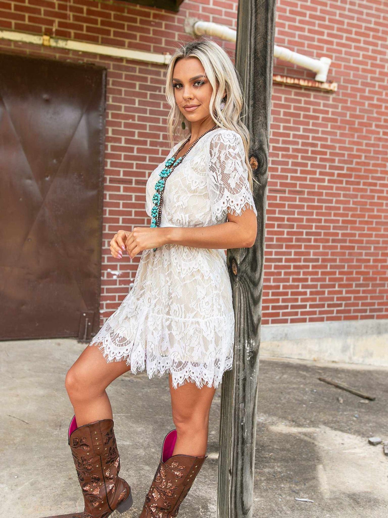Wrapped Up In Your Arms Lace Dress-Dresses-Southern Fried Chics