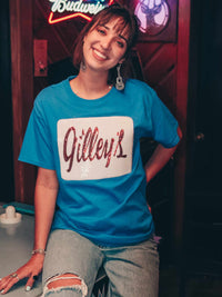 Thumbnail for Gilleys Sequin Patch Blue T shirt