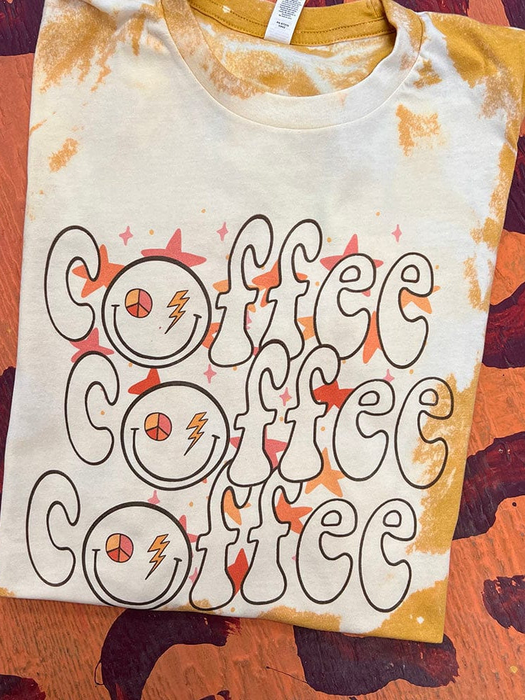 Groovy Coffee T-shirt - Mustard Bleach