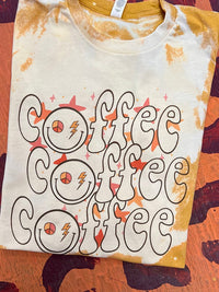 Thumbnail for Groovy Coffee T-shirt - Mustard Bleach