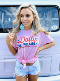 Thumbnail for Dolly For President Tee by Bling-a-Go-Go - PINK-T-Shirts-Southern Fried Chics