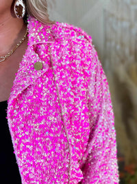 Thumbnail for Viva La Dolly Pink Sequin Motorcycle Jacket