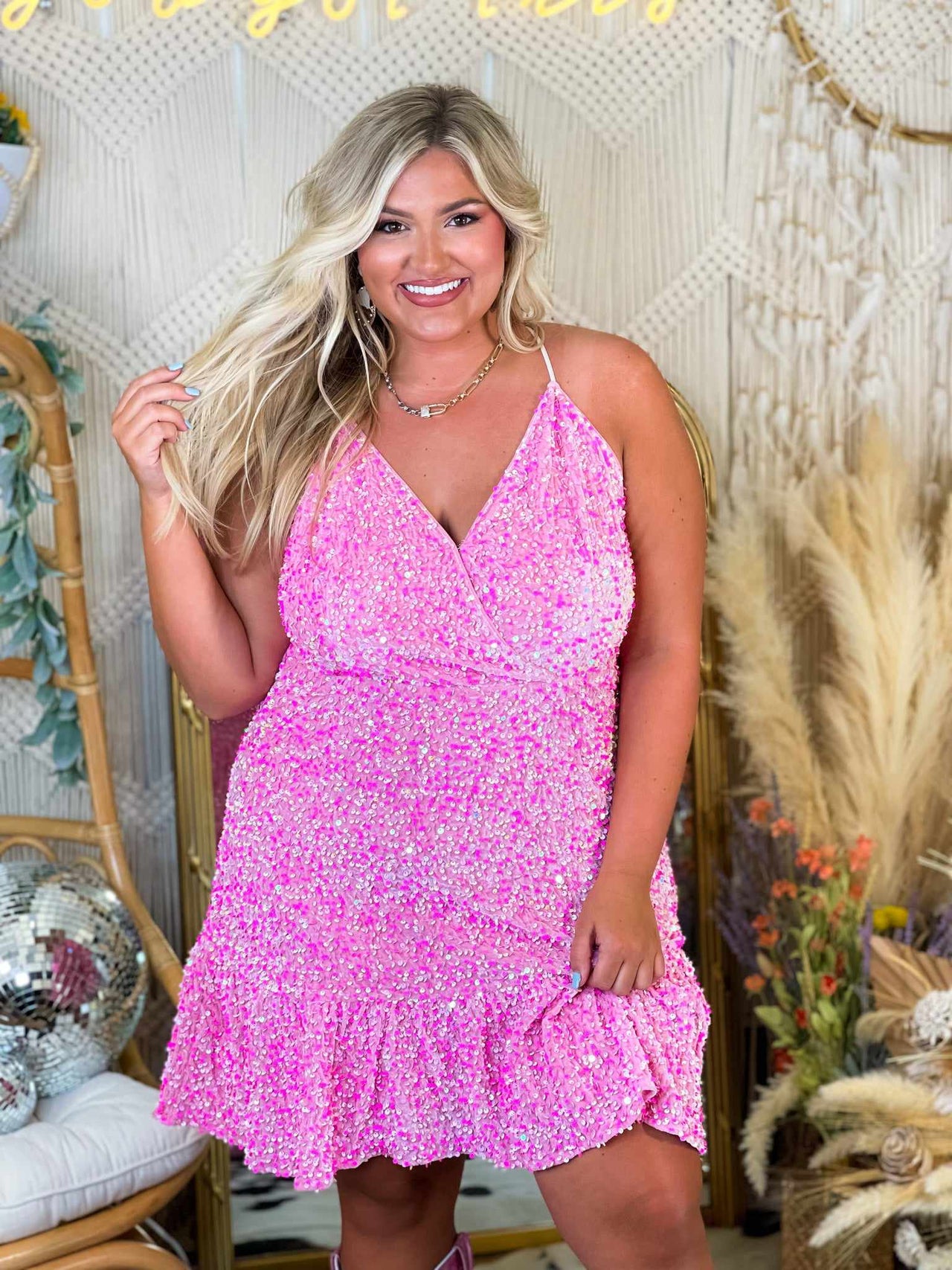 Viva La Dolly Pink Sequin Dress