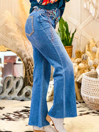 Thumbnail for Super Stretch Wide Leg Blue Denim Jeans